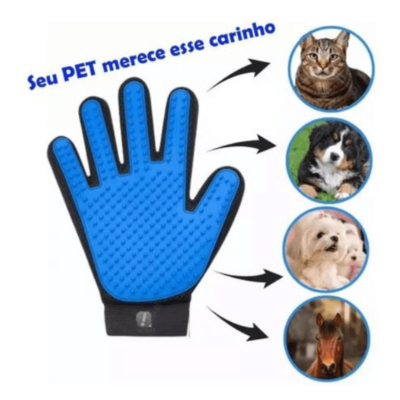 Luva Escova Tira Pelos Cães e Gatos